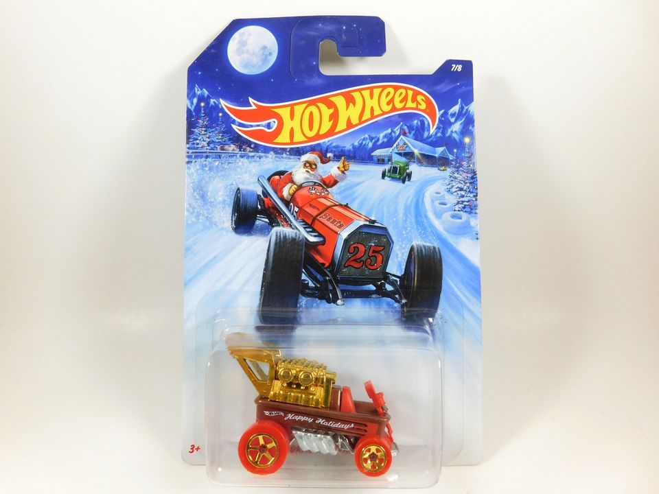 2 Hot Wheels Draggin' Wagon Cars Christmas Happy Holidays