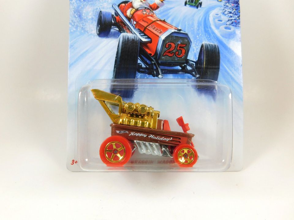 2 Hot Wheels Draggin' Wagon Cars Christmas Happy Holidays