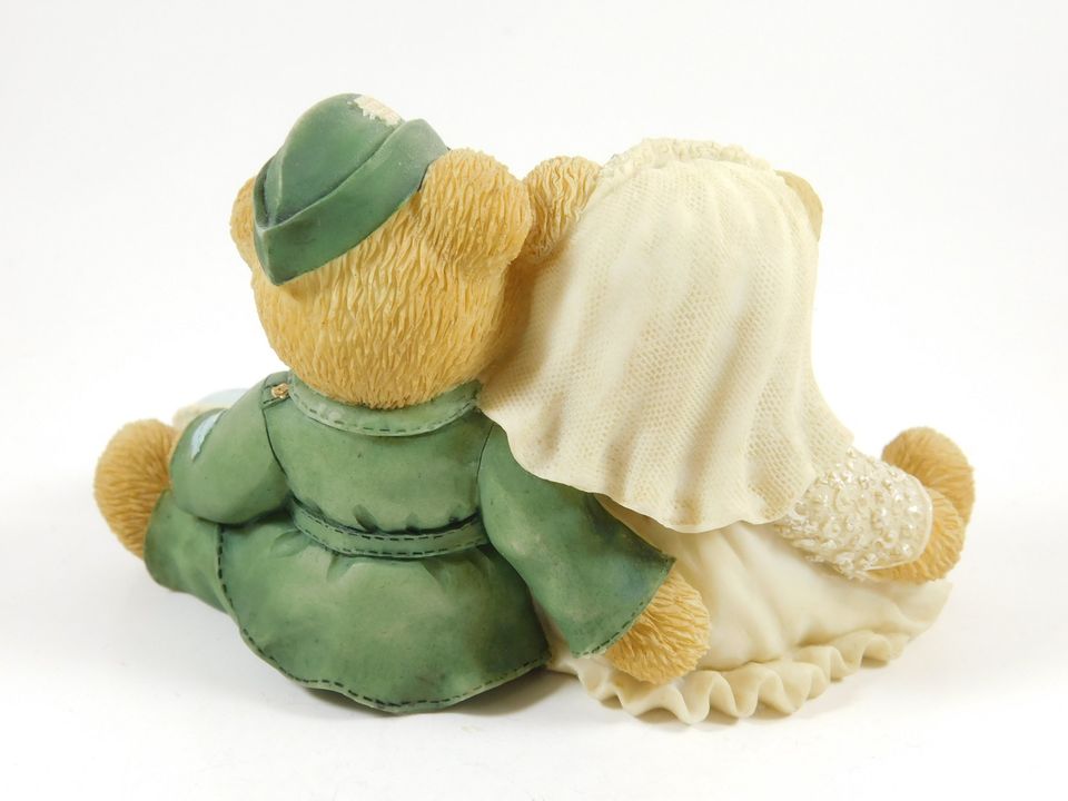 Cherished Teddies "Forever Yours, Forever True" Soldier and Bride Figurines