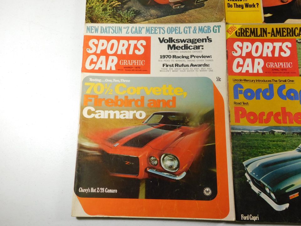 4 Vintage Sports Car Graphic Magazines 1968/1970