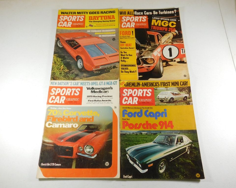 4 Vintage Sports Car Graphic Magazines 1968/1970