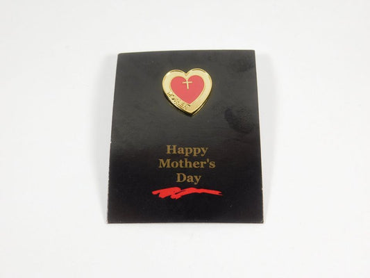 Happy Mother's Day Heart Shaped Pin with Cross