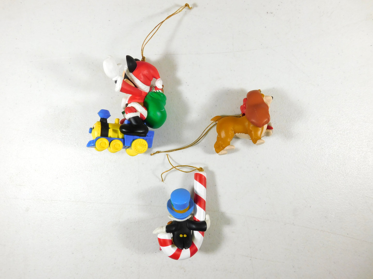 3 Disney Christmas Ornaments Mickey Mouse, Jiminy Cricket, Lady