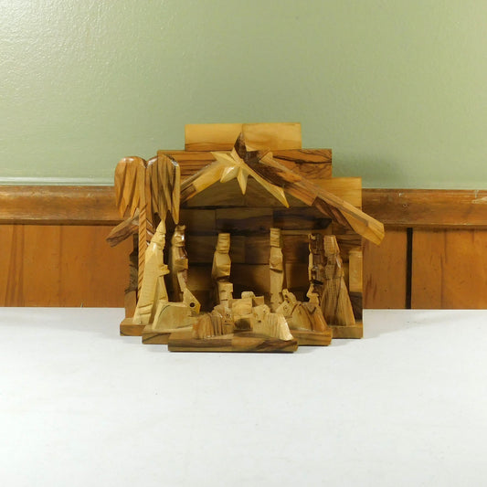 Vintage Carved Wood Nativity Scene Christmas Decor