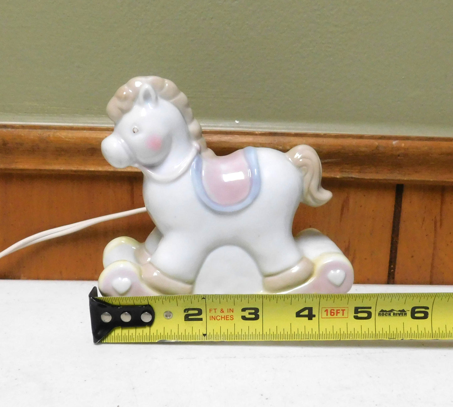 Vintage Porcelain Ceramic Rocking Horse Lamp Nightlight