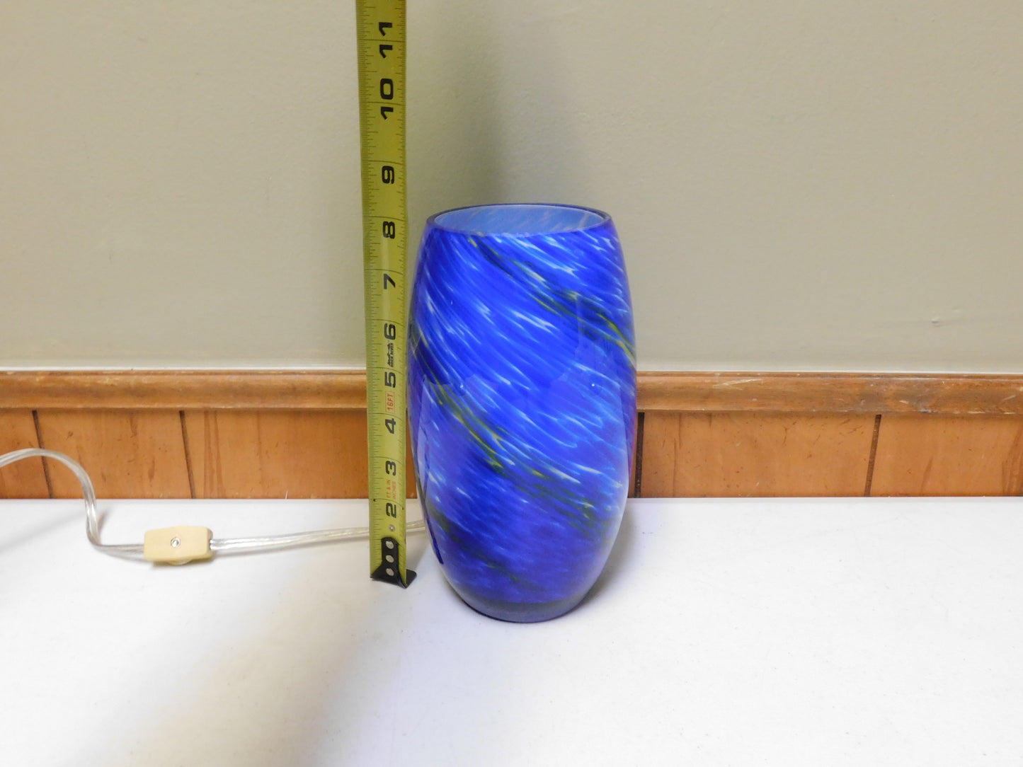 Cobalt Blue and Yellow Swirl Glass Table Lamp