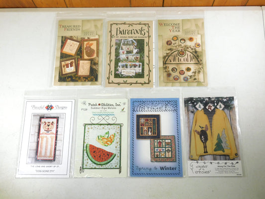Set of 7 Patterns Bareroots, Treasured Friends, Pieceful Designs