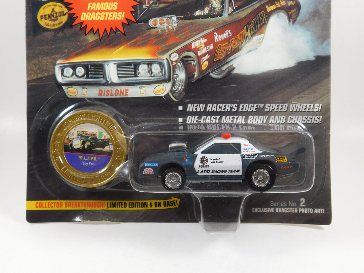 Johnny Lightning Dragsters USA '92 L.A.P.D. Tony Foti Gray and White Police Car