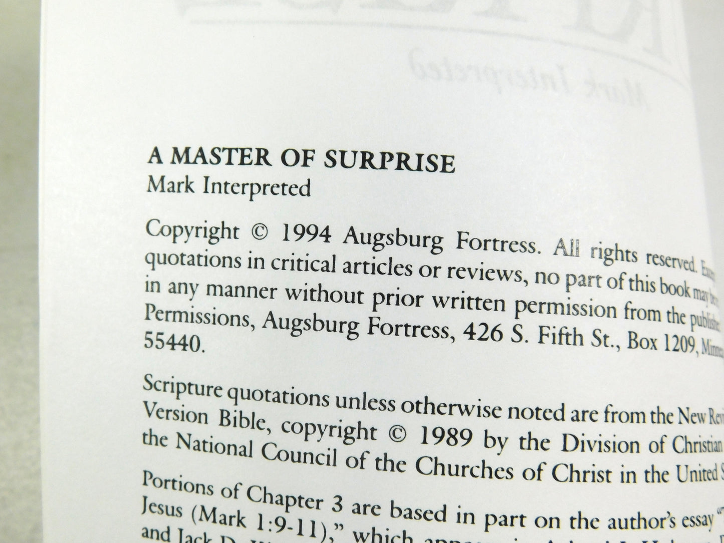 Master of Surprise: Mark Interpreted by Donald H. Juel (1994, Trade Paperback)