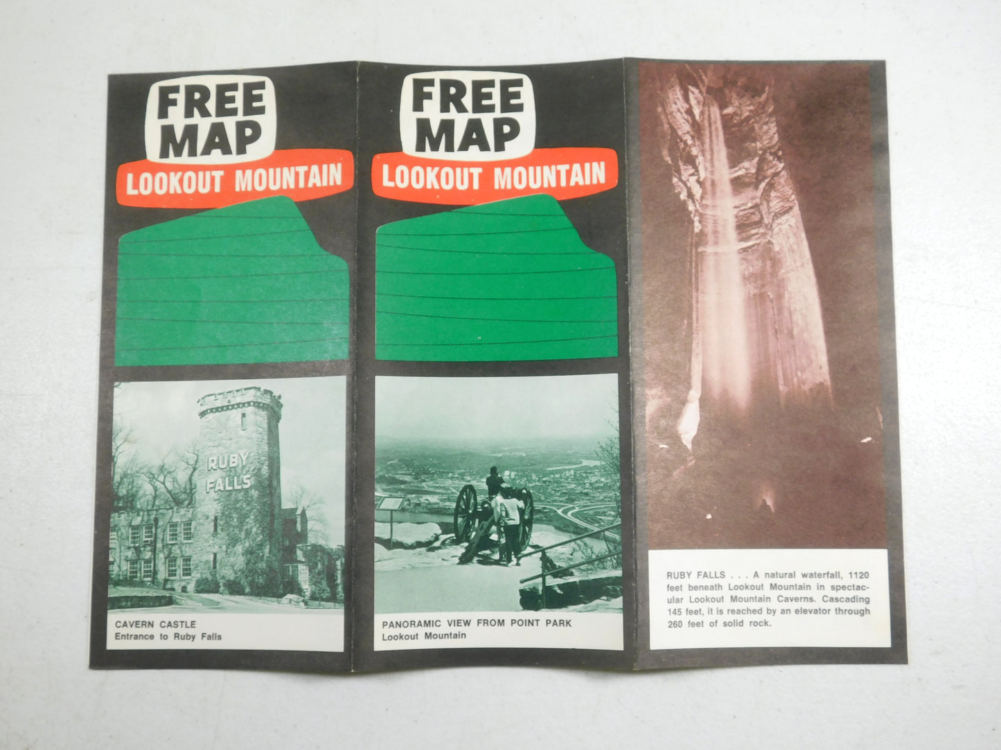 Vintage 1969 Fold Out Map & Brochure of Lookout Mountain, Georgia