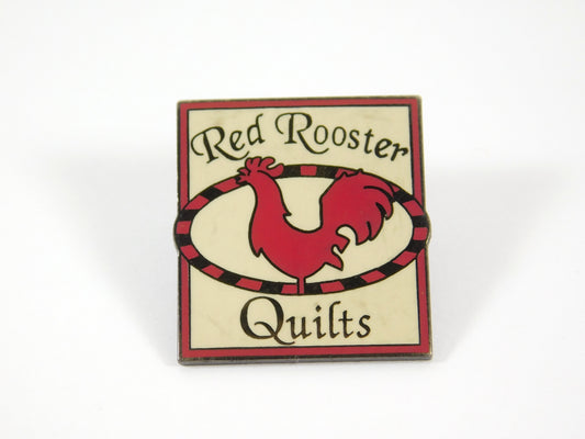 Vintage Red Rooster Quilts Square Lapel Pin