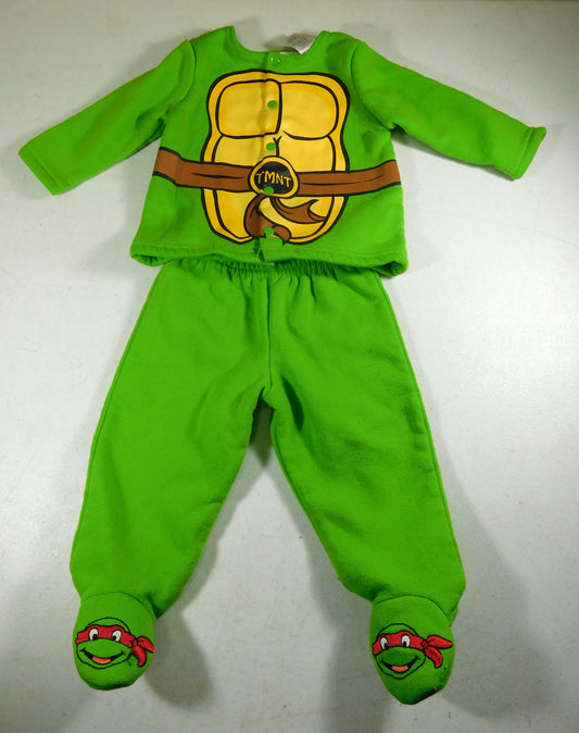 Ninja Turtles TMNT Green Kids Pajamas Size 0-3 Months