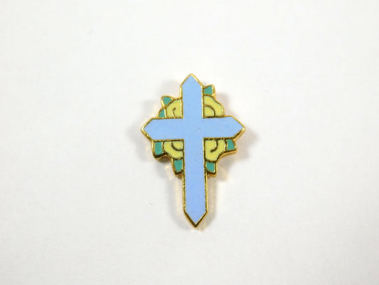 Vintage Gold Tone HMK CDS Blue Cross Lapel Pin