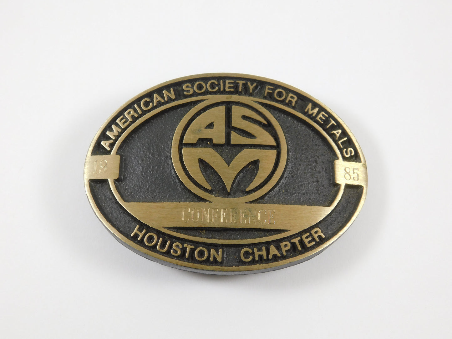 Vintage 1985 American Society for Metals Houston Chapter Conference Belt Buckle