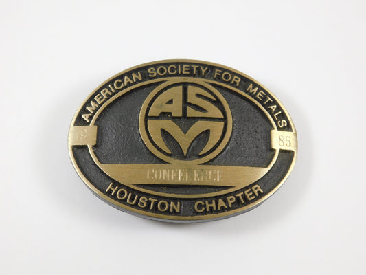 Vintage 1985 American Society for Metals Houston Chapter Conference Belt Buckle
