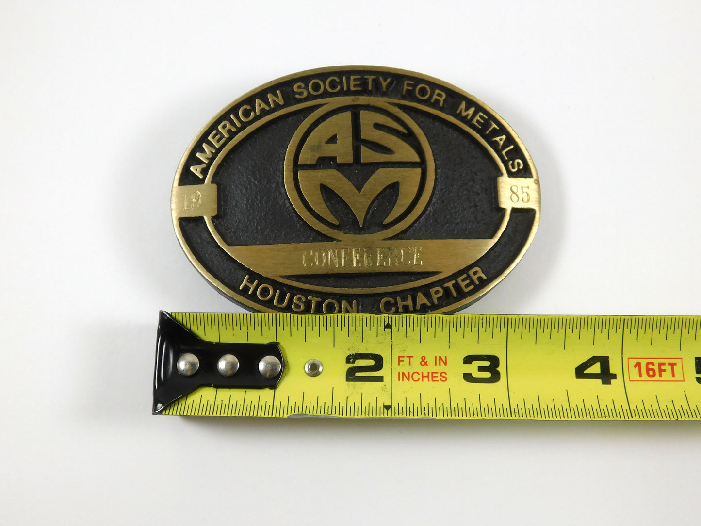 Vintage 1985 American Society for Metals Houston Chapter Conference Belt Buckle