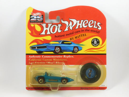 Hot Wheels 25th Anniversary Blue/Teal Silhouette with Collector's Button