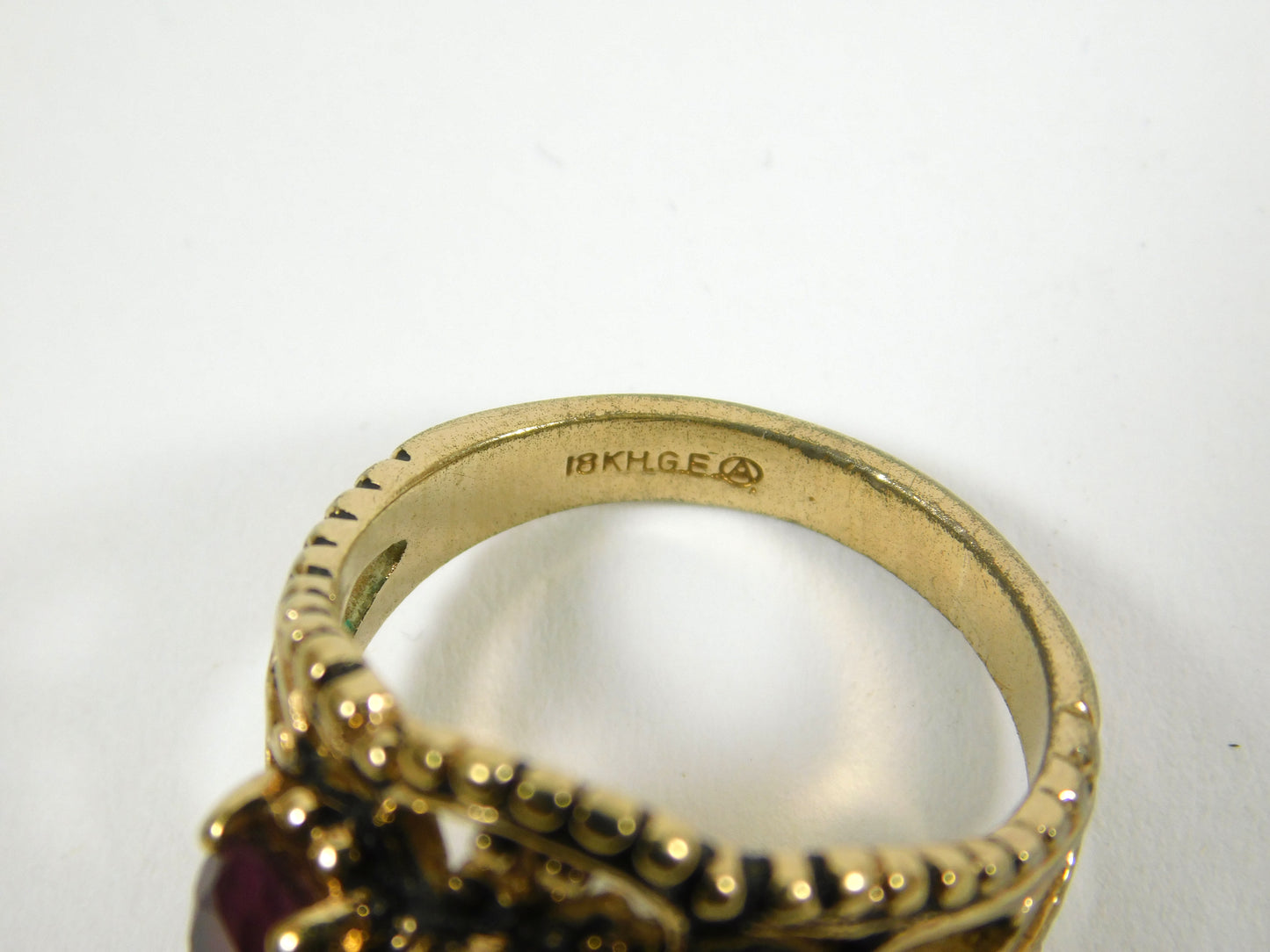 18k HGE Purple Gem Cocktail Ring Size 7.75