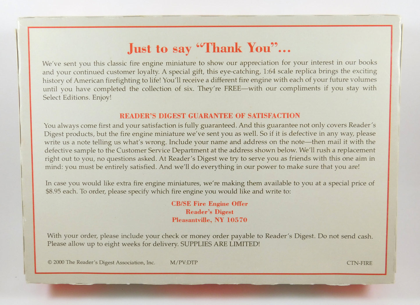 The Reader's Digest Horse Drawn Pumper Toy Car