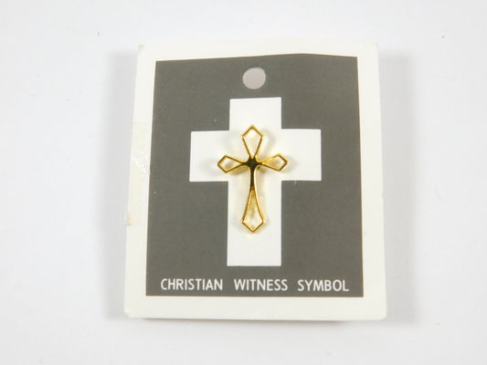 Christian Witness Symbol Gold Tone Cross Lapel Pin
