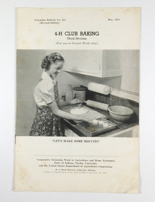 Vintage 1941 4-H Club Baking Third Division Cookbook