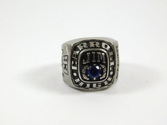 Vintage 1993 Carroll High School Valadium Class Ring Blue Stone Cougars Size 8.5