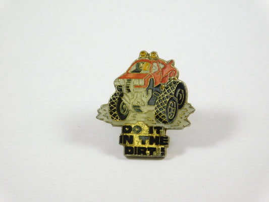 Vintage "Do It In The Dirt!" Red Truck Lapel Pin Button