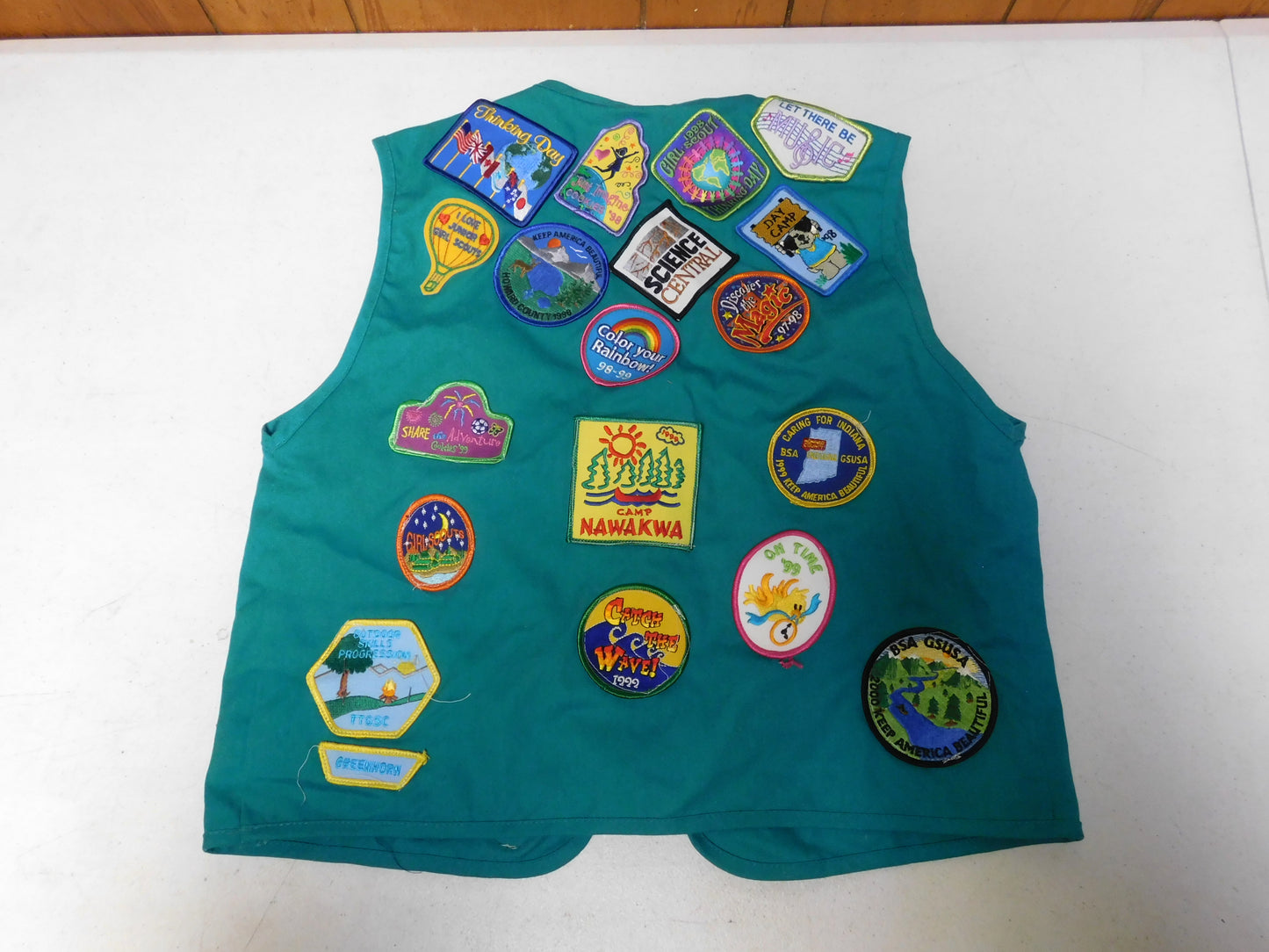 Vintage Girl Scouts USA Tribal Trails Vest and Sash with Patches