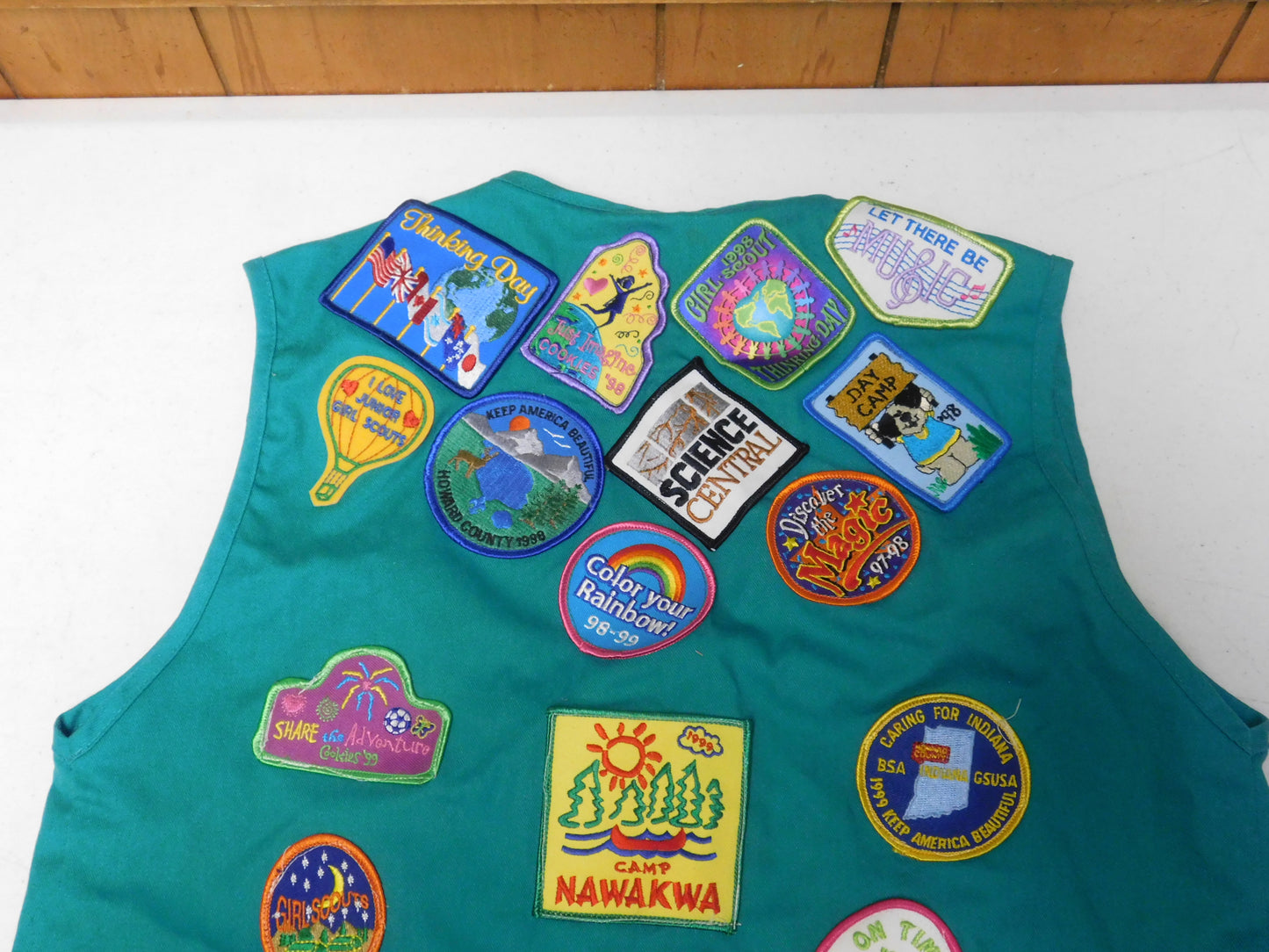 Vintage Girl Scouts USA Tribal Trails Vest and Sash with Patches