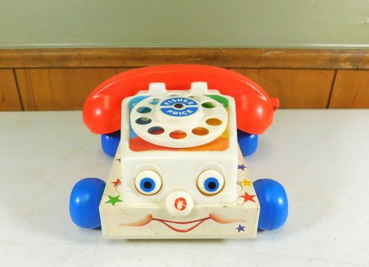 Vintage Fisher-Price Rotary Dial Chatter Phone Pull Toy Telephone