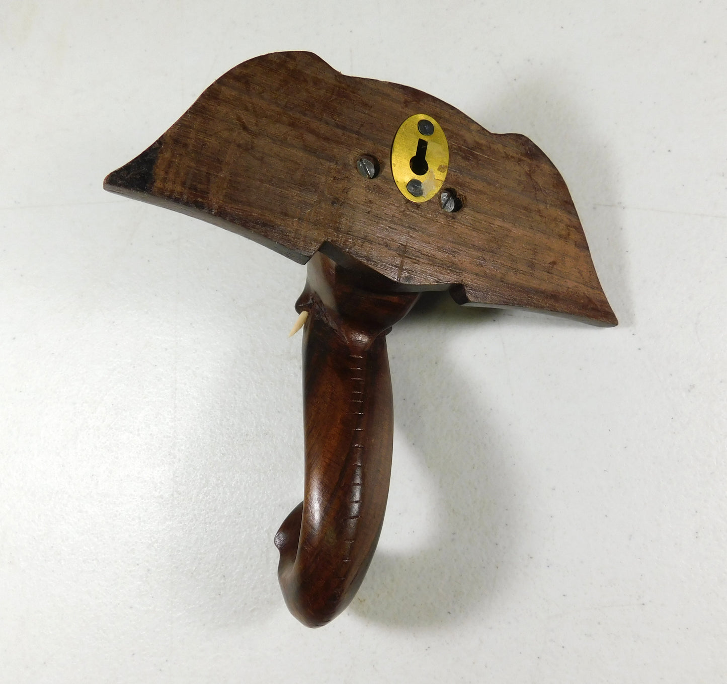 Vintage Hand Carved Wooden Elephant Head Wall Hanging Hook