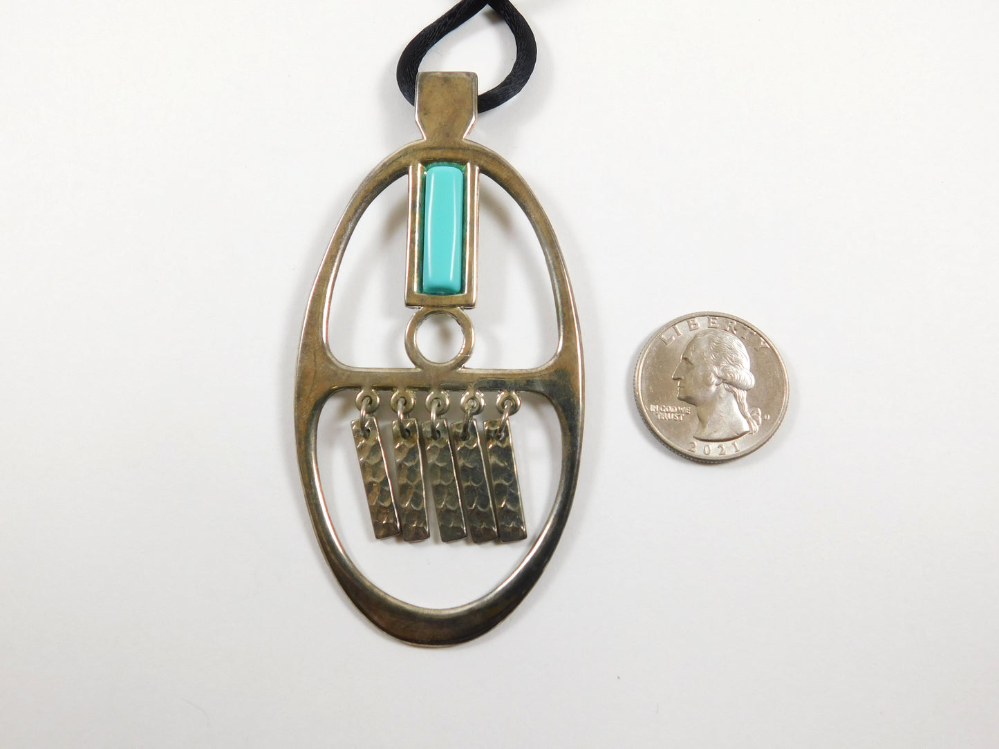 Vintage Avon Southwest Style Large Turquoise Pendant Necklace