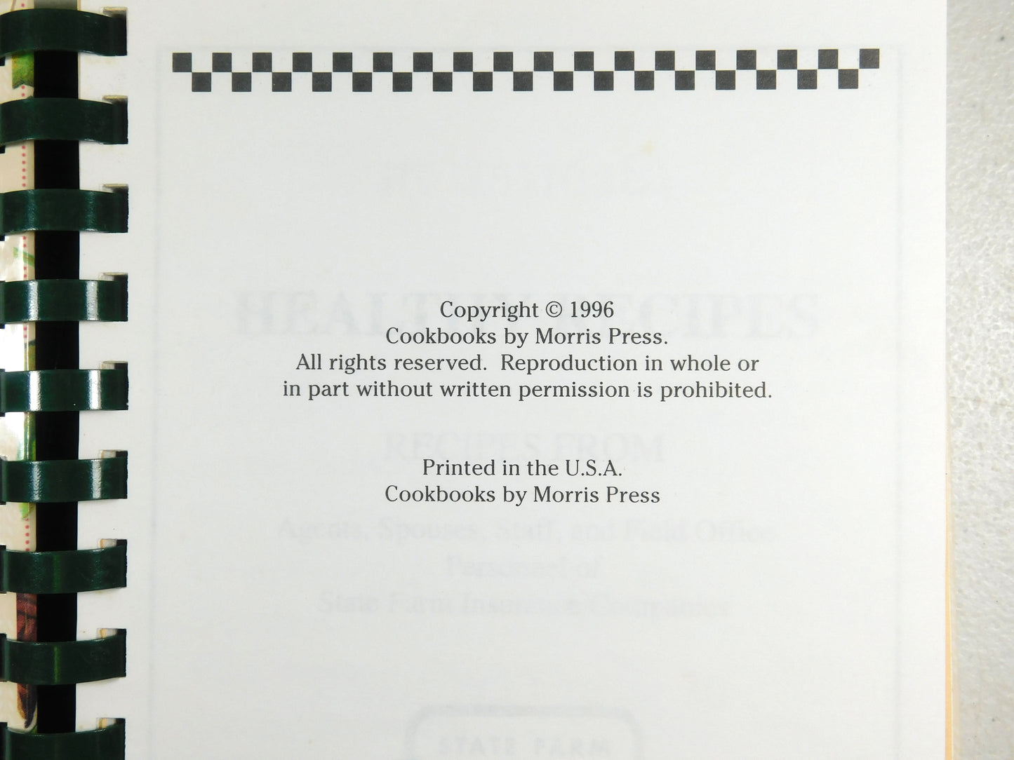 Healthy Recipes Favorite From State Farm Agents (Cookbook, 1996)