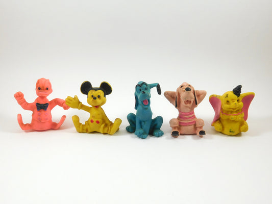 Set of 5 Disney Rubber Erasers Pluto, Goofy, Dumbo, Donald, Mickey