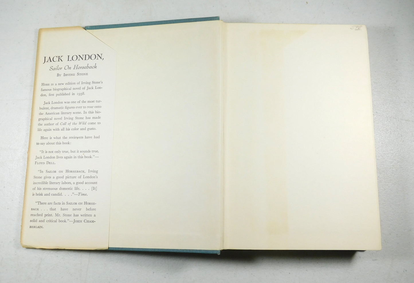 Jack London Sailor on Horseback by Irving Stone Vintage 1938 Book
