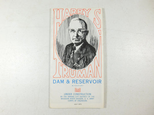 Harry S Truman Dam And Reservoir Paper Map/Brochure Vintage Dam Memorabilia 1971