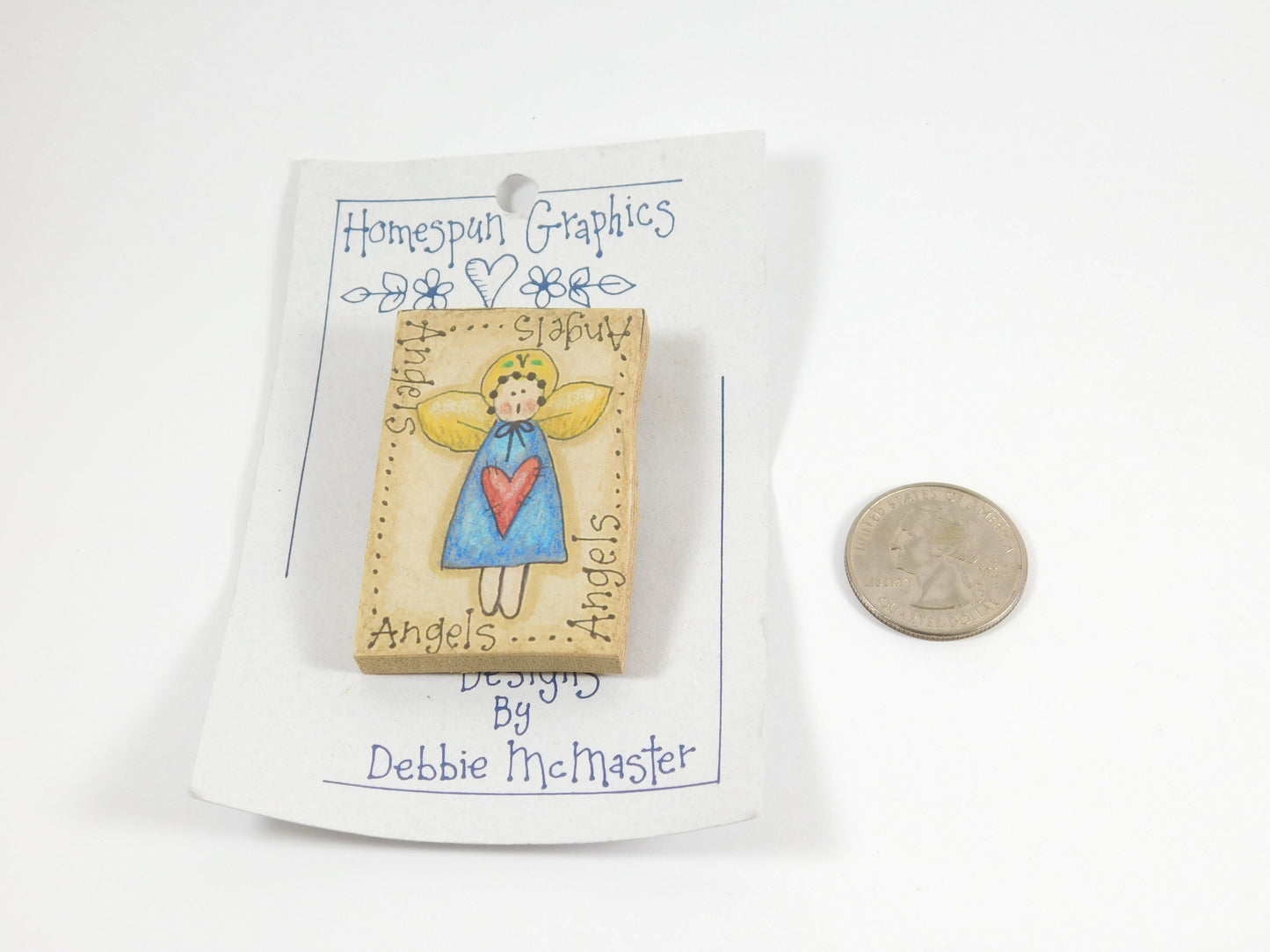 Vintage Homespun Graphics Designs by Debbie McMaster Angels Pin