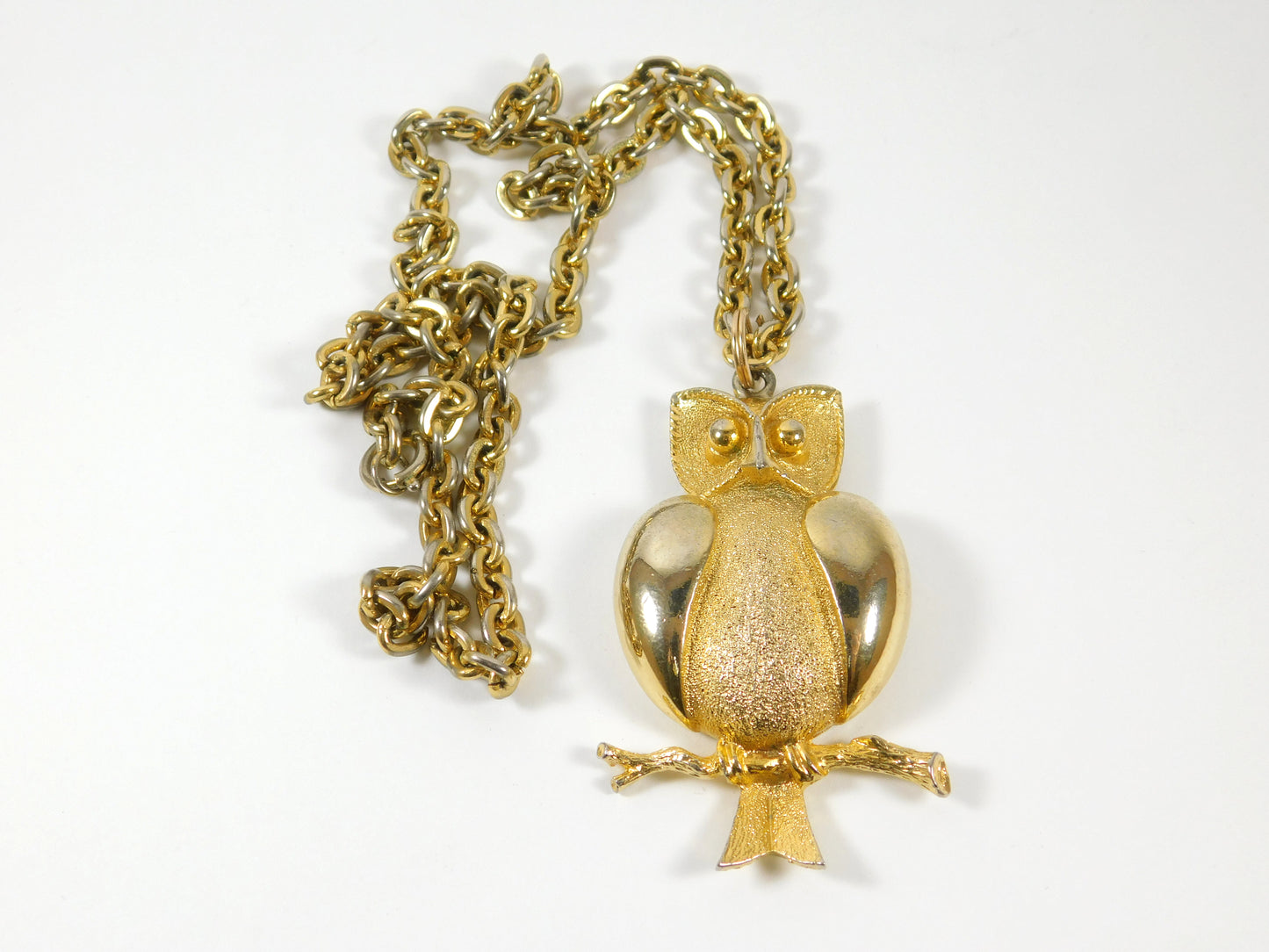 Vintage Gold Tone Owl Necklace