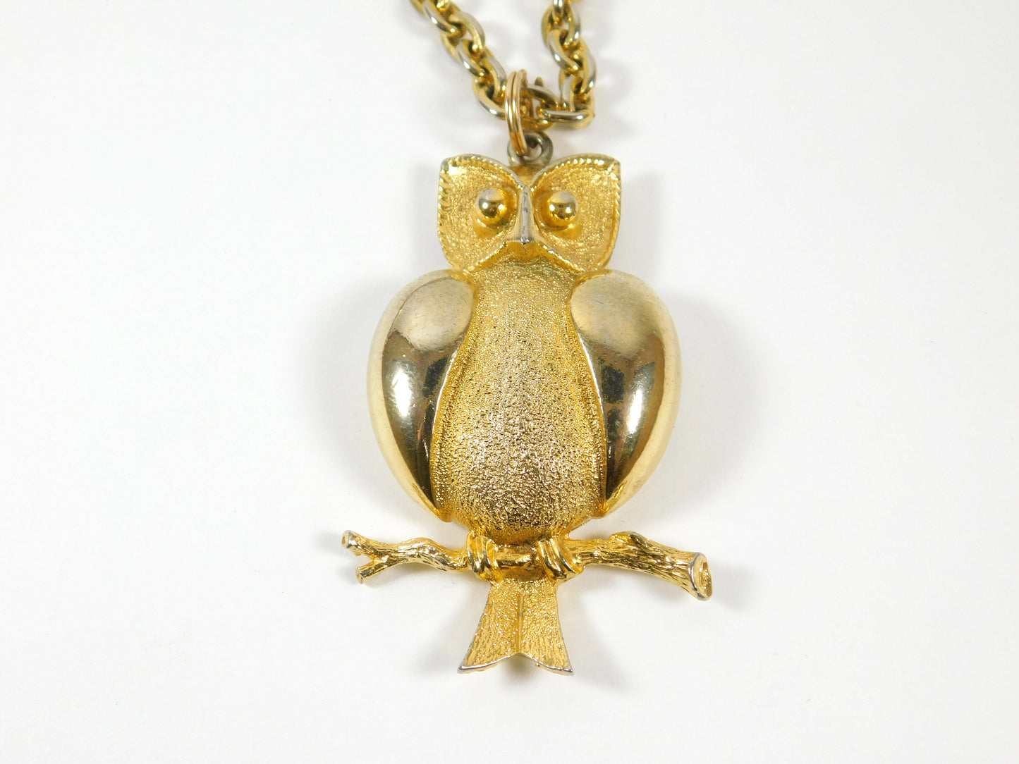 Vintage Gold Tone Owl Necklace