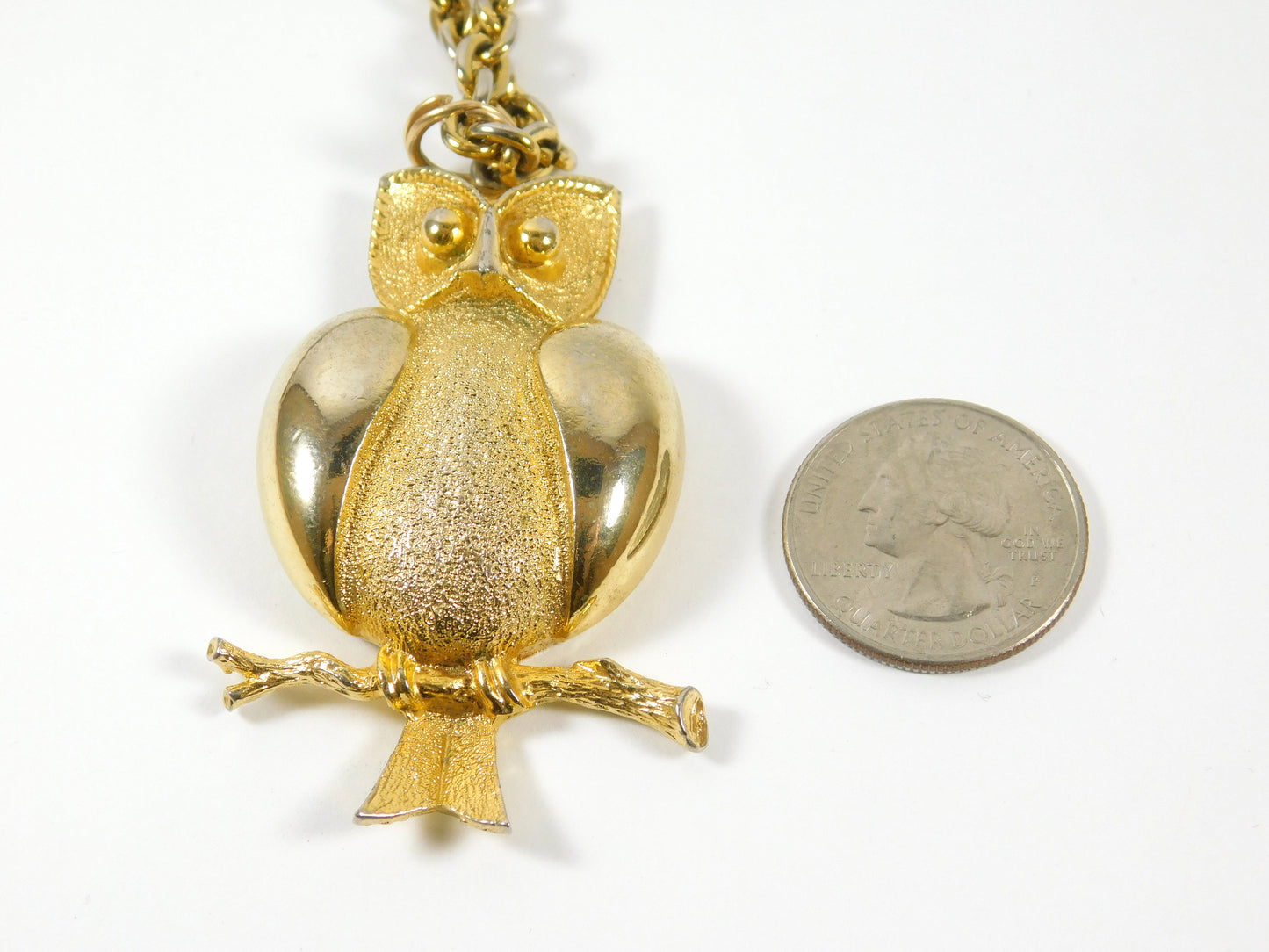 Vintage Gold Tone Owl Necklace