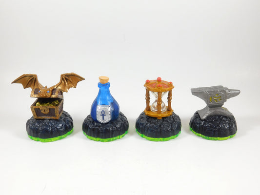 4 Skylanders Figures Hidden Treasure, Healing Elixir, Time Twister, Anvil Rain