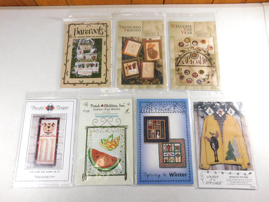 Set of 7 Patterns Bareroots, Treasured Friends, Pieceful Designs, Patch Abilities