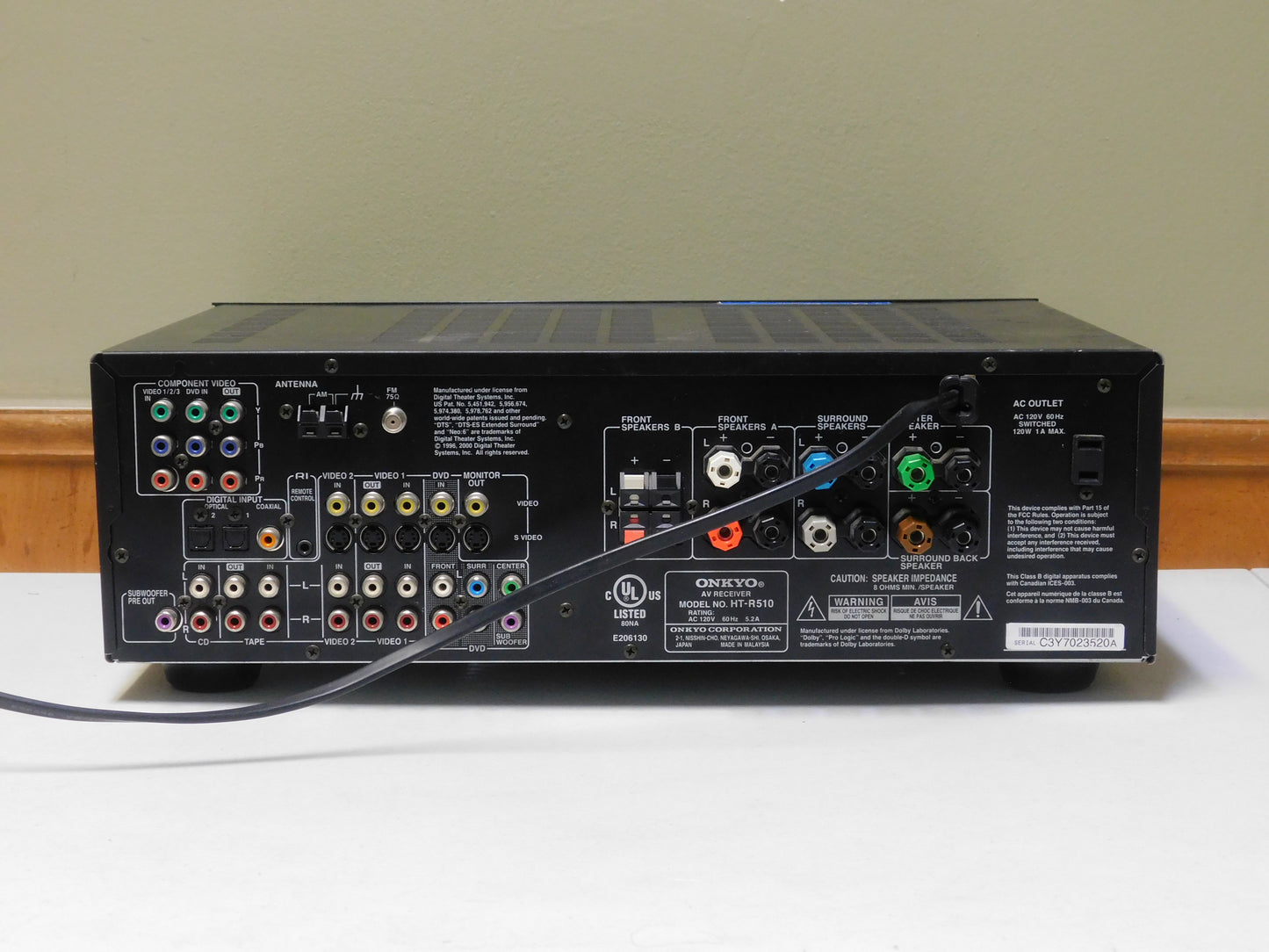 Vintage Onkyo HT-R510 AV Receiver For Parts or Repair