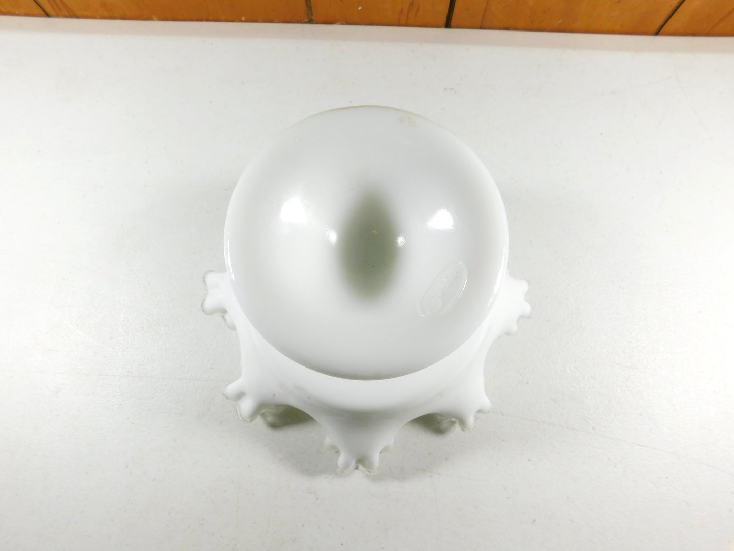 Fenton Milk Glass Ruffled Edge Pedestal Bowl Compote