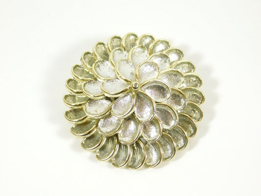 Vintage Silver and Gold Tone Round Pin Brooch