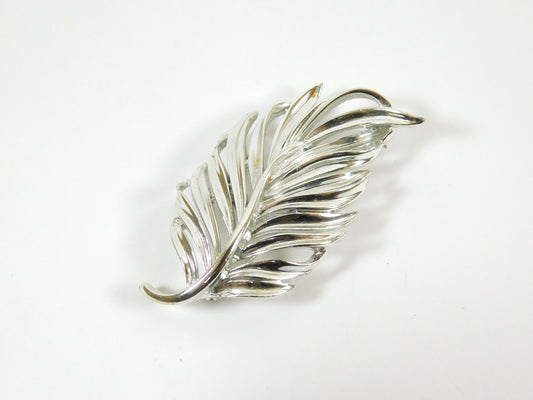 Vintage Silver Tone Leaf Shaped Pin Brooch