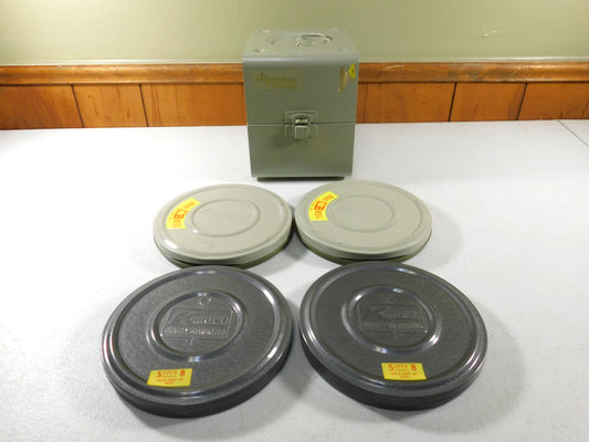 Vintage Kmart Focal Film Reel Metal Box Case with 4 Empty Reels