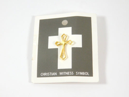 Christian Witness Symbol Gold Tone Cross Lapel Pin