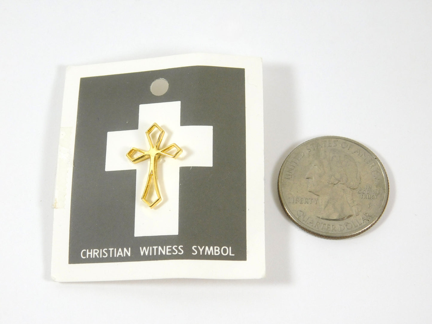 Christian Witness Symbol Gold Tone Cross Lapel Pin