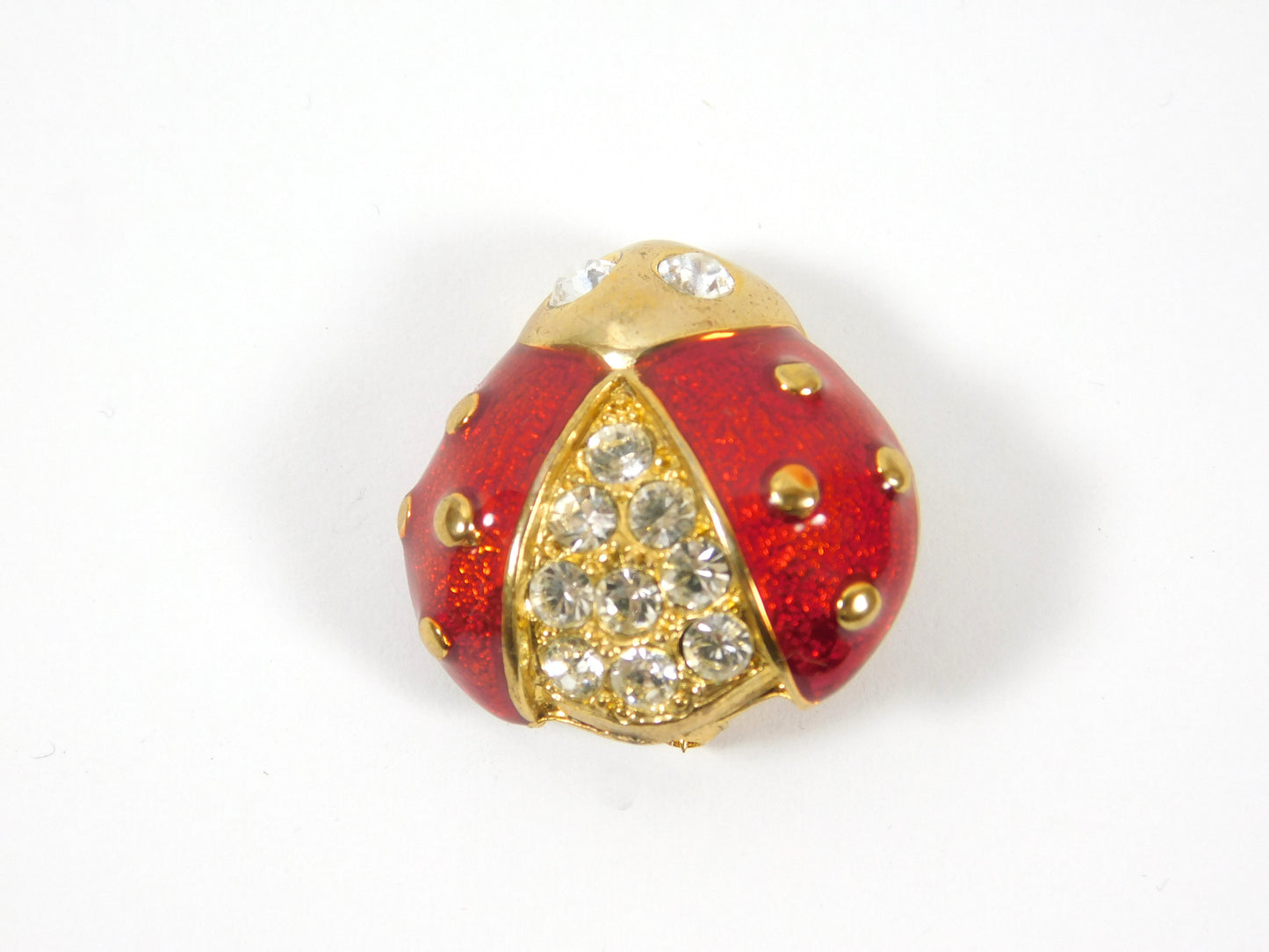 Vintage LIA Red and Gold Tone Ladybug Insect Brooch Pin